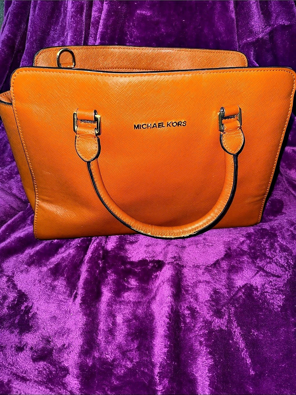 Michael Kors Jet Set Travel Saffiano Leather Orange Satchel